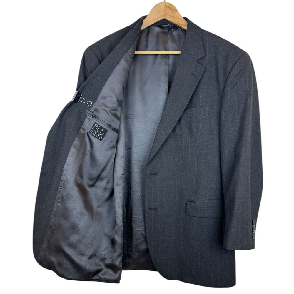 Jos A Bank Signature Collection Men's Suit Gray Pinstripe‎ 100% Wool 42R 36x28